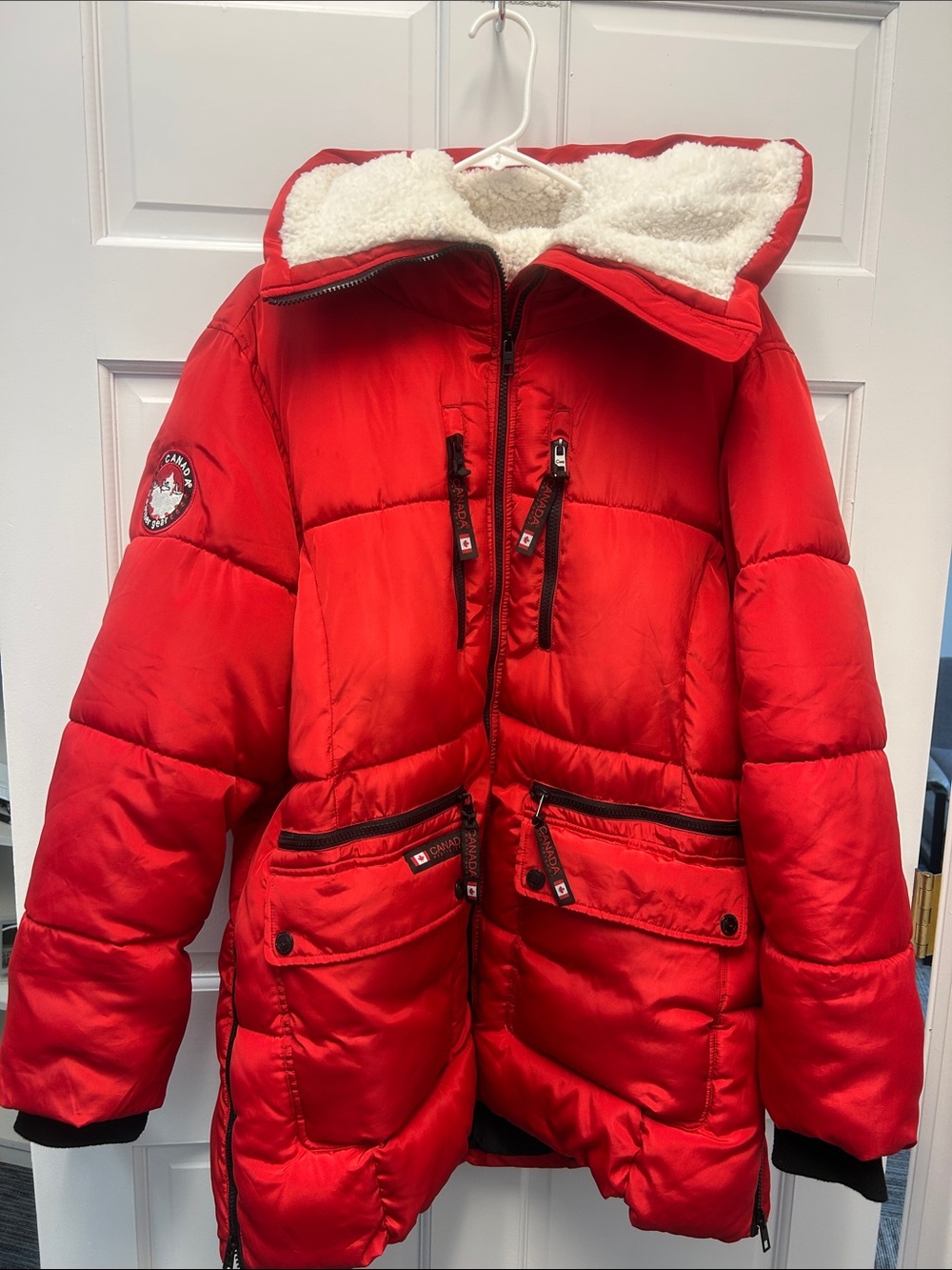 Canada Weather Gear Woman’s Size 1X Red Heavyweight Parka Puffer Coat Hooded